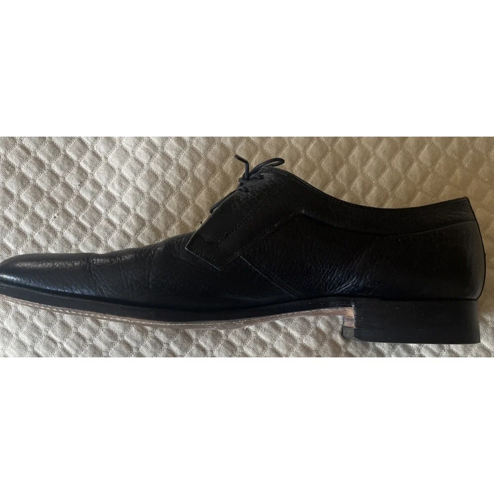 Nettleton‎ VTG Black Pebble Grain Leather Plain Toe Derby Oxford Shoes Mens 9